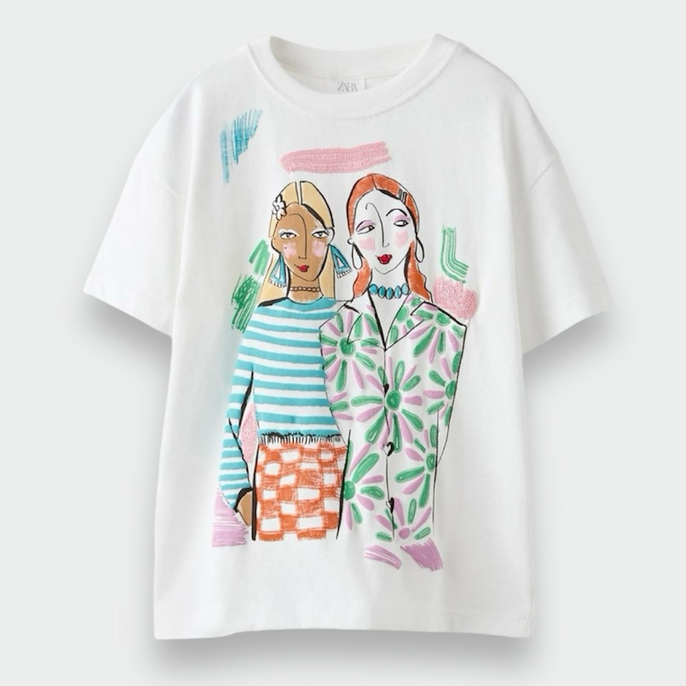 NWT Zara Printed Sequin T-shirt